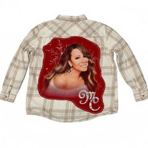 Mariah Carey "All I Want for Christmas" Upcycled Flannel (L)